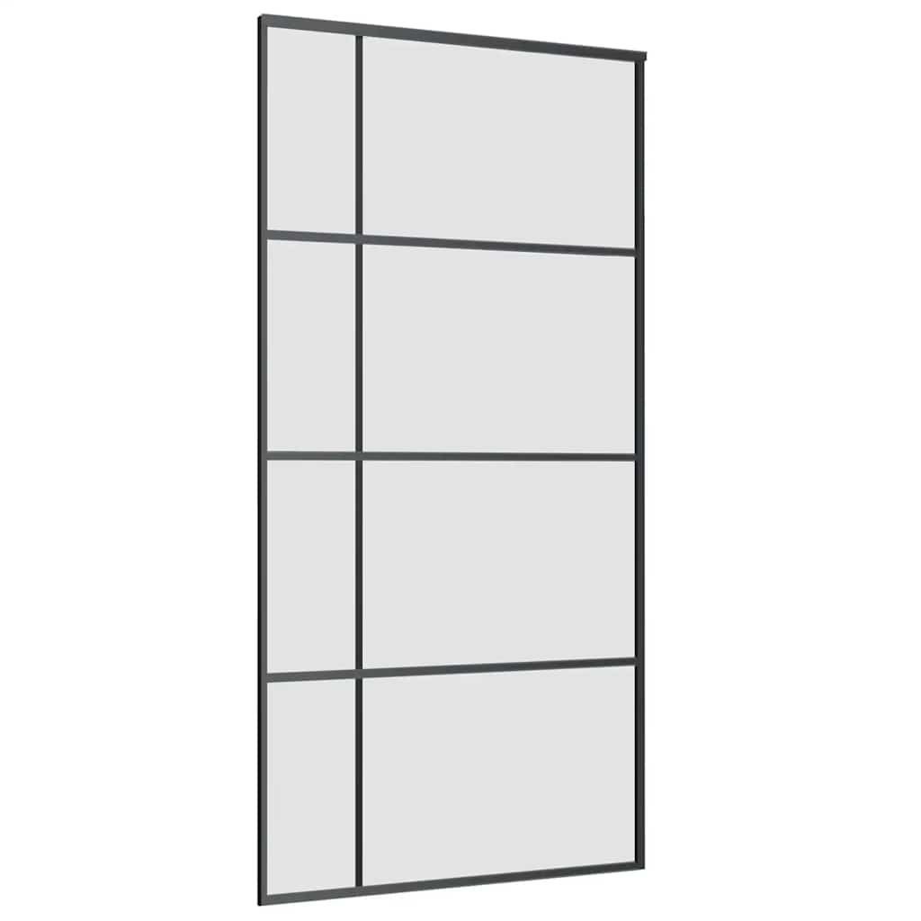 fekete ESG üveg tolóajtó fémszerelvény-szettel 102,5x205 cm