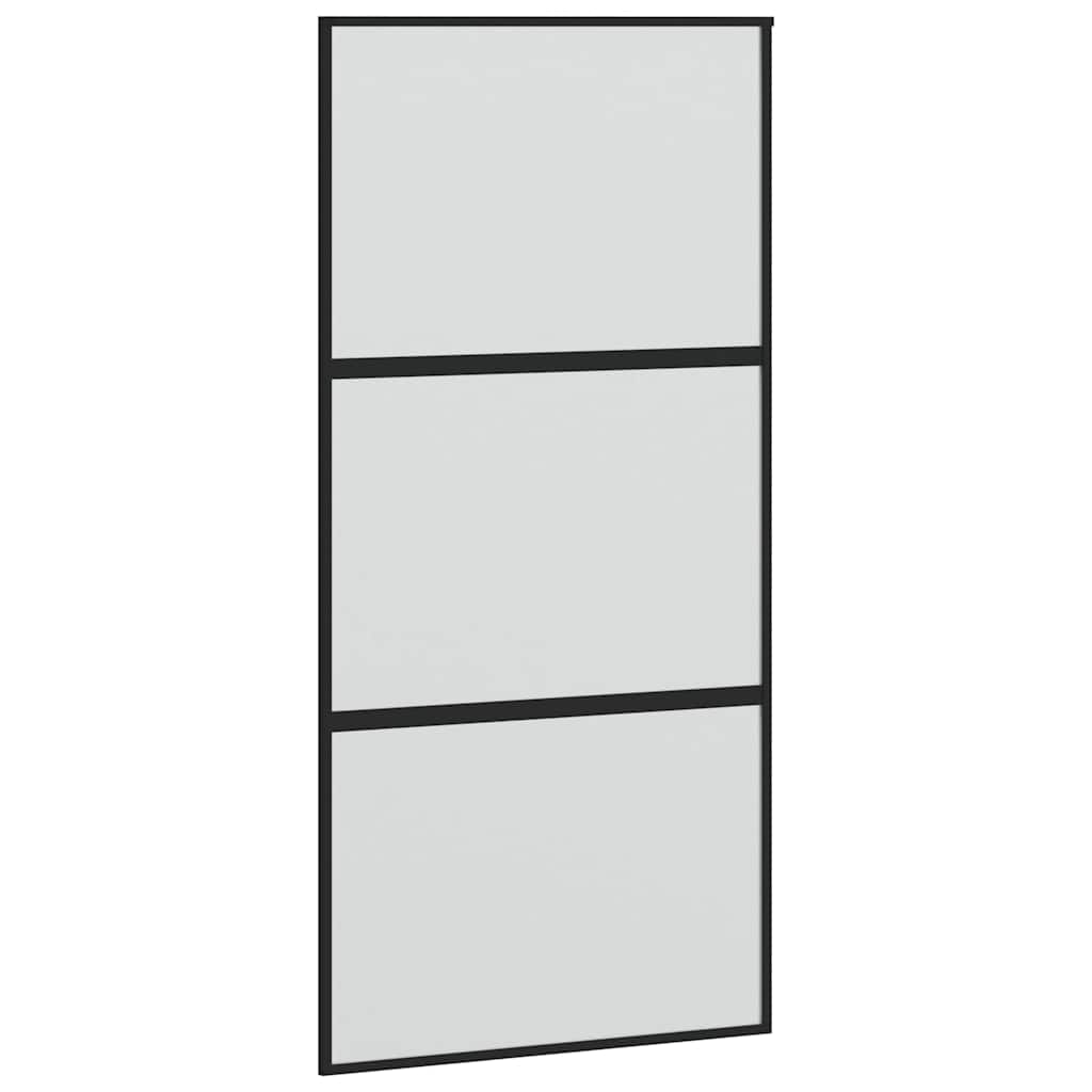 fekete edzett üveg tolóajtó fémszerelék szettel 102,5x205 cm
