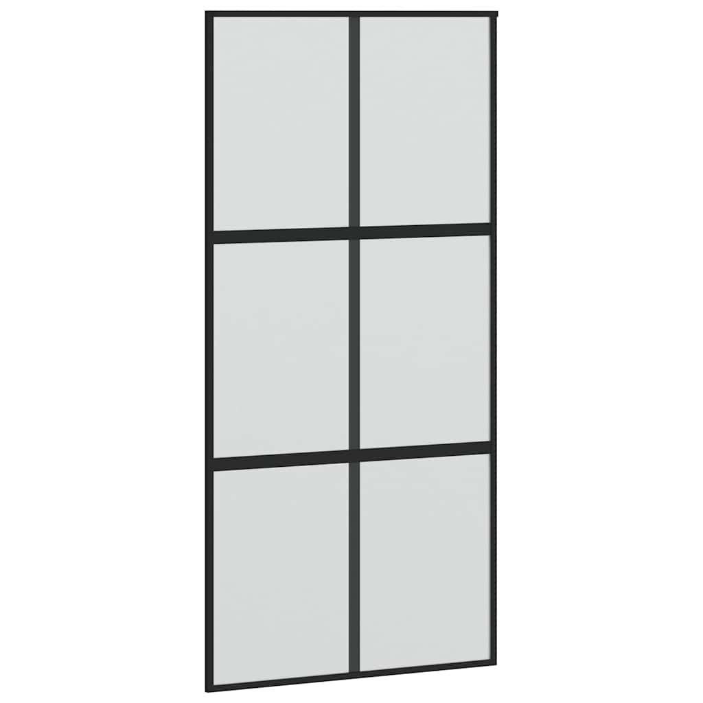 fekete edzett üveg tolóajtó fémszerelék szettel 102,5x205 cm