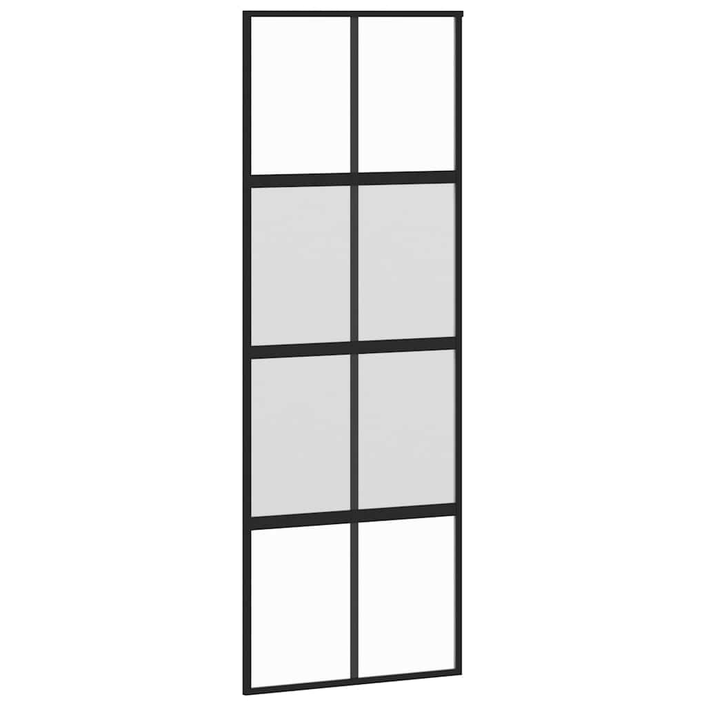 fekete edzett üveg tolóajtó fémszerelék szettel 76x205 cm