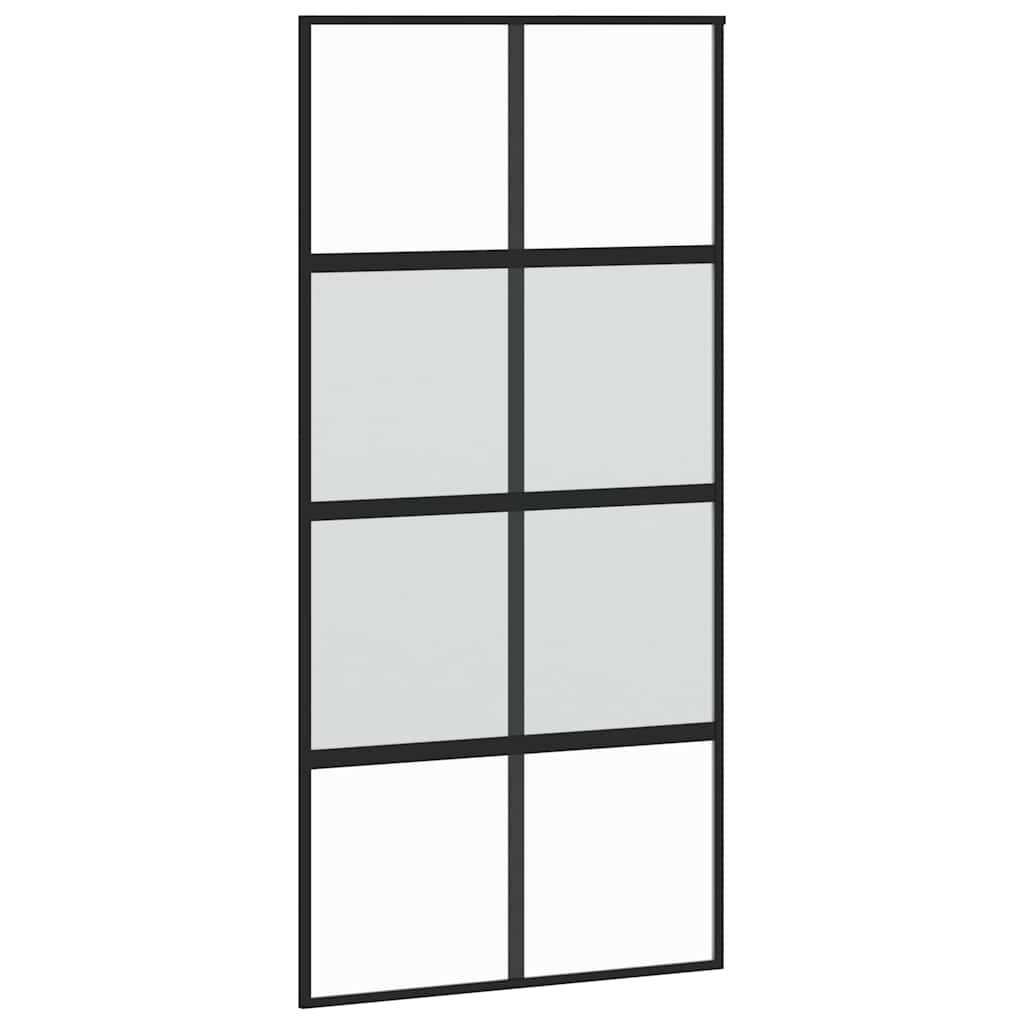 fekete edzett üveg tolóajtó fémszerelék szettel 102,5x205 cm
