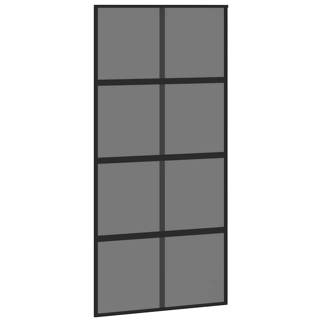 fekete edzett üveg tolóajtó fémszerelék szettel 102,5x205 cm