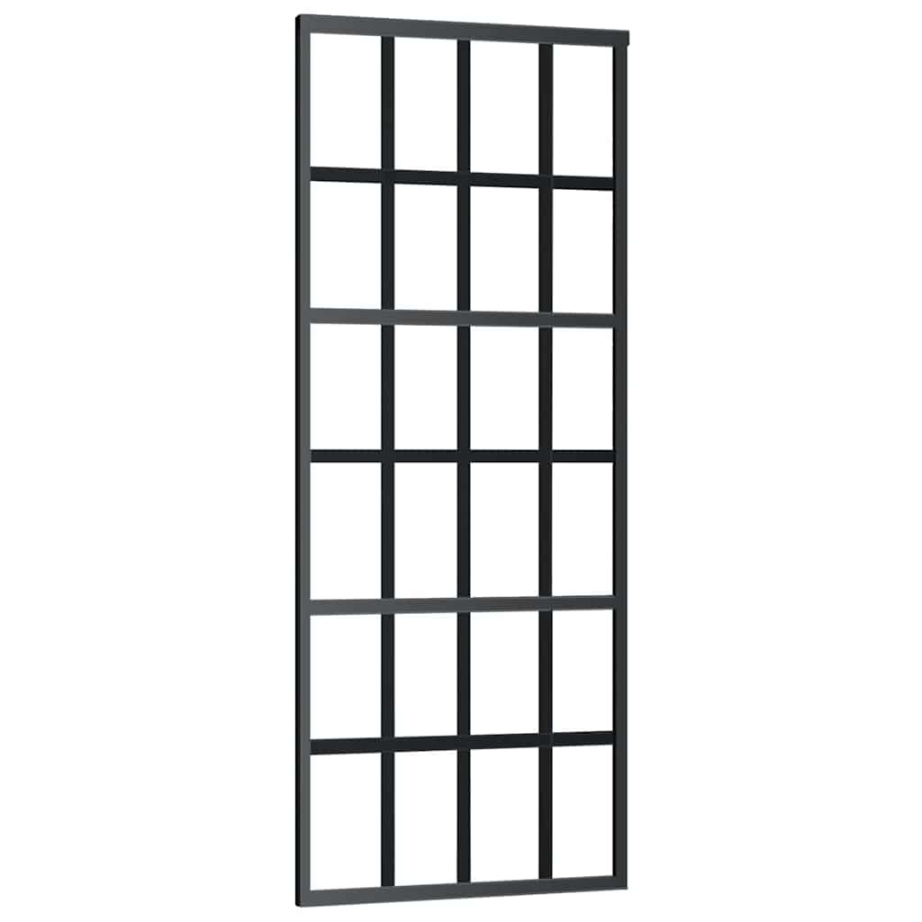 fekete ESG üveg tolóajtó fémszerelvény-szettel 76x205 cm