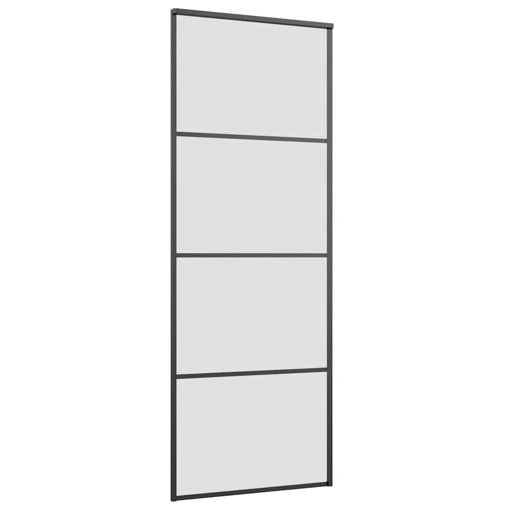 fekete ESG üveg tolóajtó fémszerelvény-szettel 76x205 cm