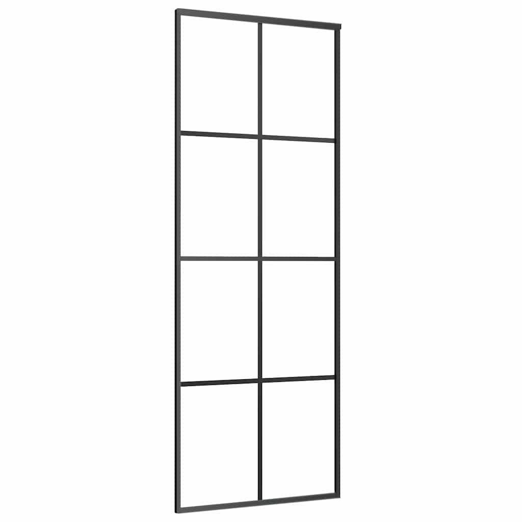 fekete ESG üveg tolóajtó fémszerelvény-szettel 76x205 cm