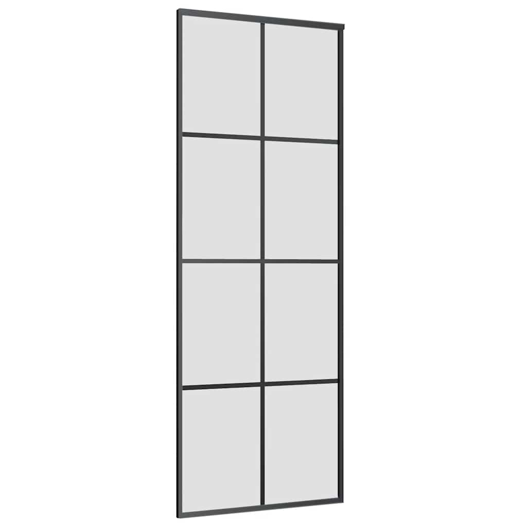 fekete ESG üveg tolóajtó fémszerelvény-szettel 76x205 cm