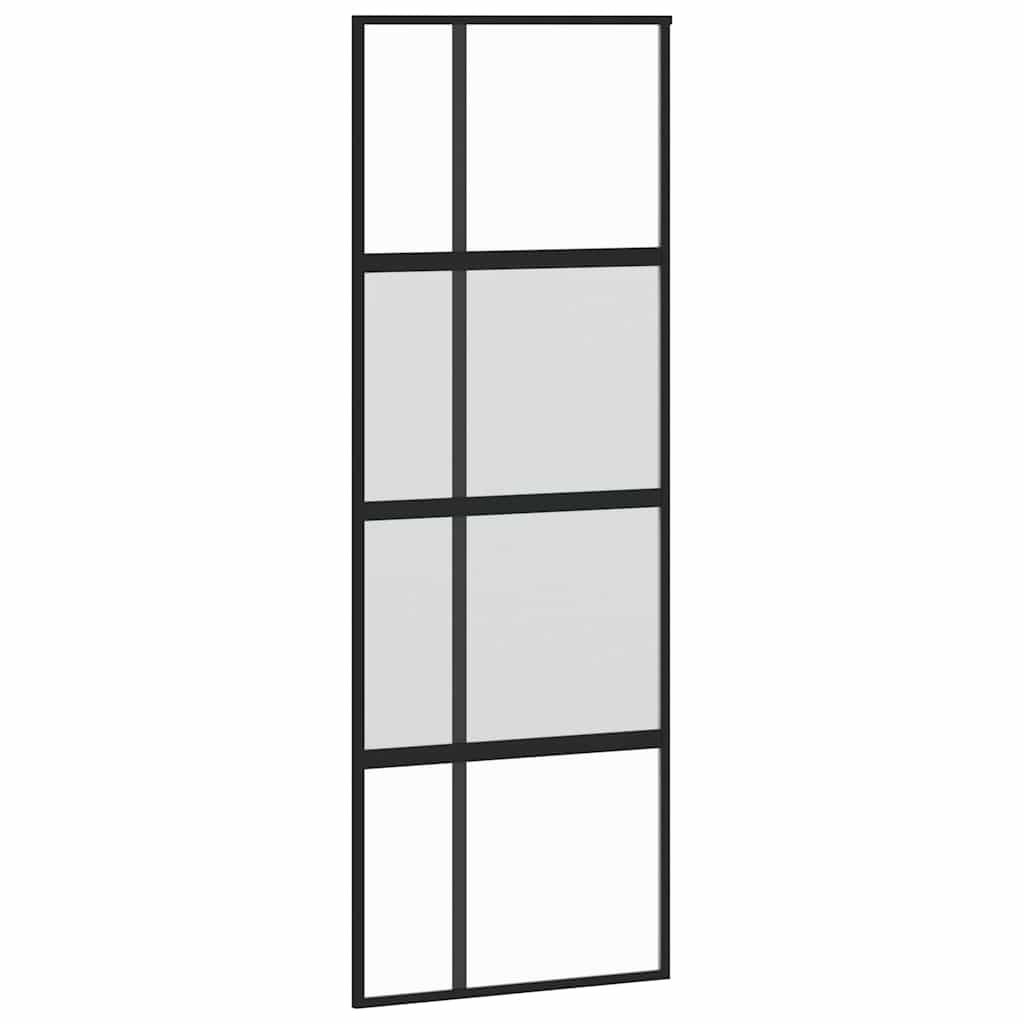 fekete edzett üveg tolóajtó fémszerelék szettel 76x205 cm
