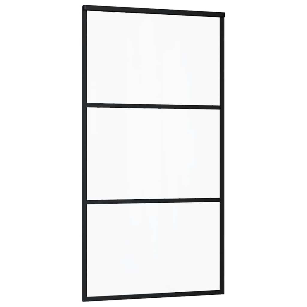 fekete ESG üveg tolóajtó fémszerelvény-szettel 102x205 cm