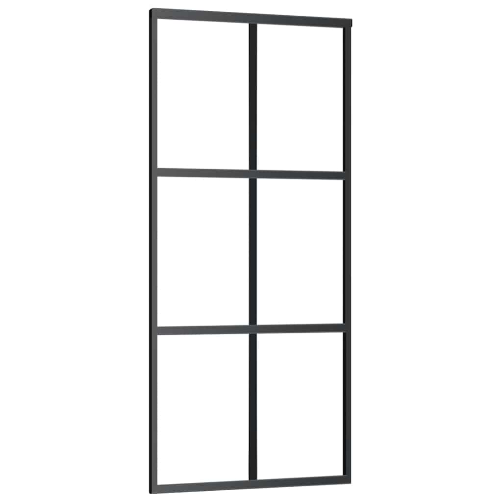 fekete ESG üveg tolóajtó fémszerelvény-szettel 90x205 cm