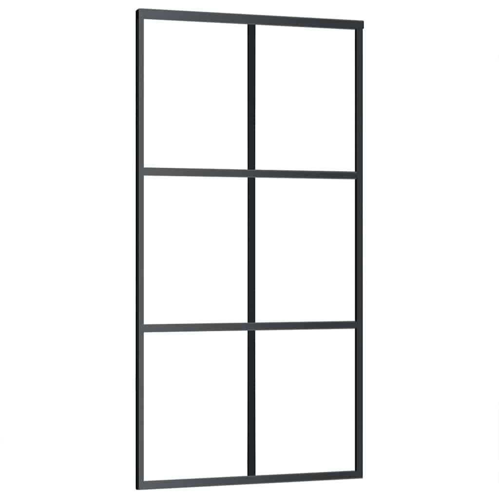fekete ESG üveg tolóajtó fémszerelvény-szettel 102x205 cm
