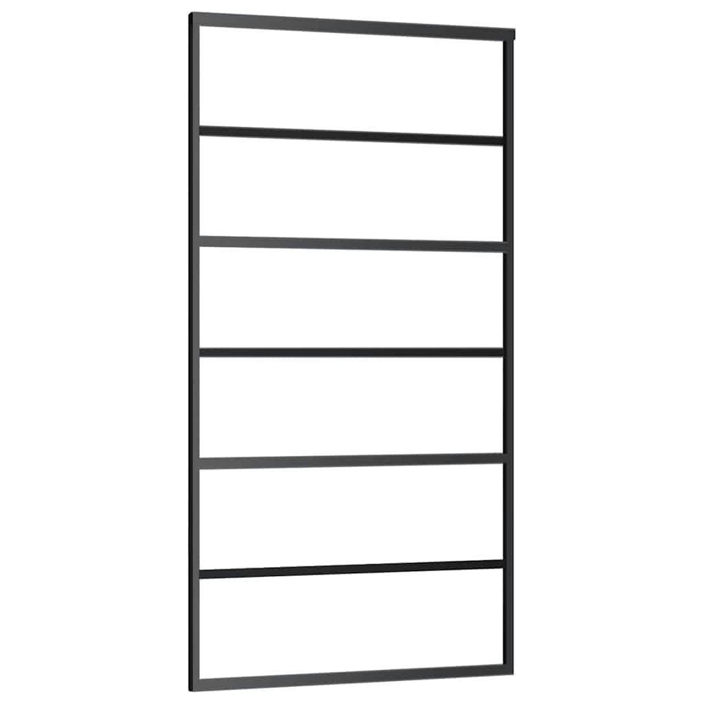 fekete ESG üveg tolóajtó fémszerelvény-szettel 102x205 cm