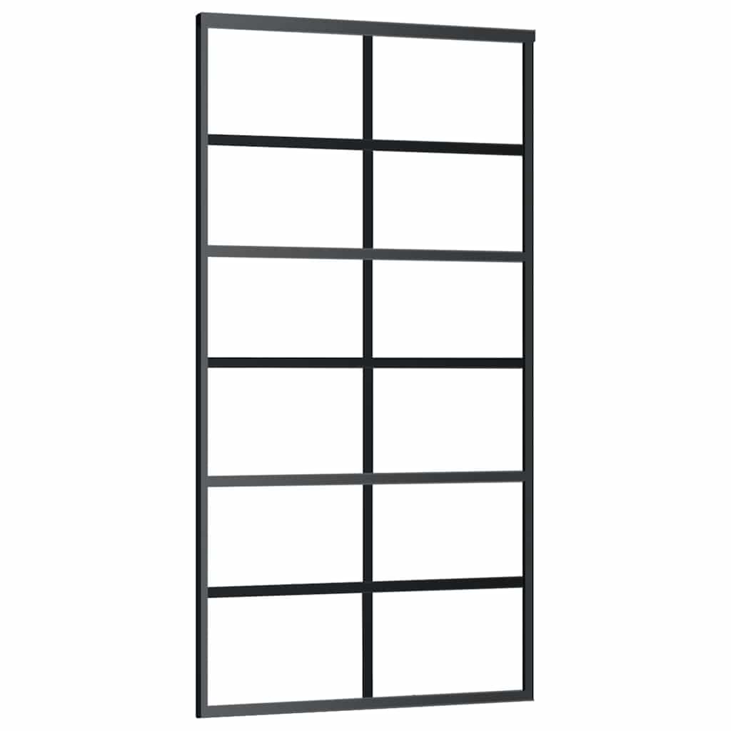 fekete ESG üveg tolóajtó fémszerelvény-szettel 102x205 cm