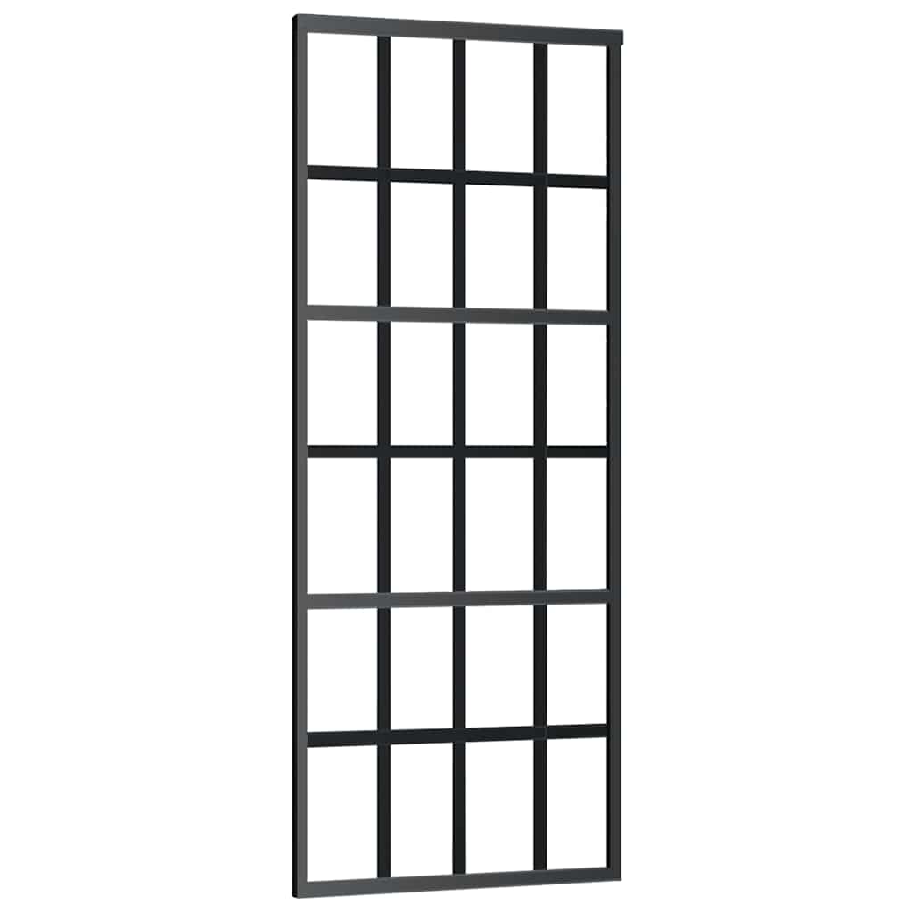 fekete ESG üveg tolóajtó fémszerelvény-szettel 76x205 cm