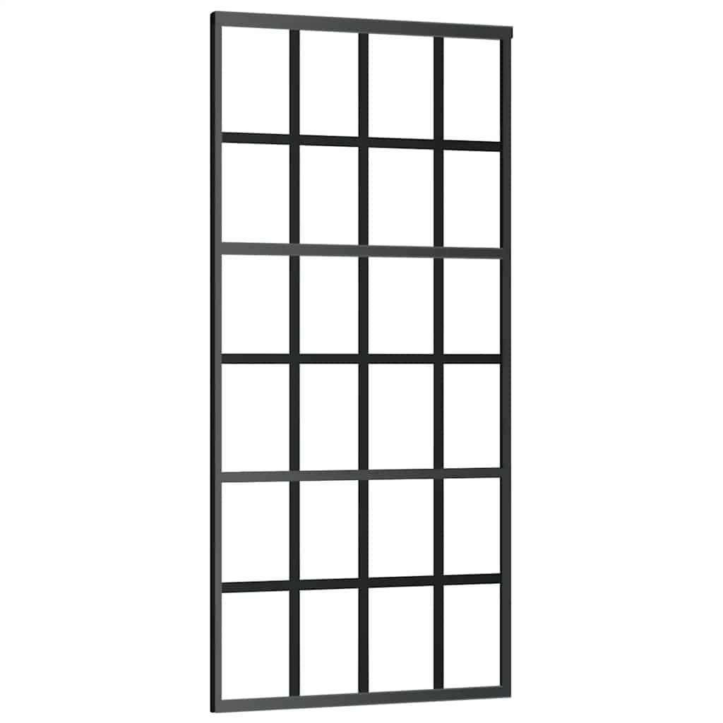fekete ESG üveg tolóajtó fémszerelvény-szettel 90x205 cm