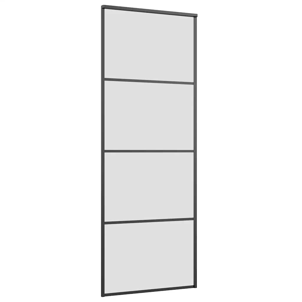 fekete ESG üveg tolóajtó fémszerelvény-szettel 76x205 cm