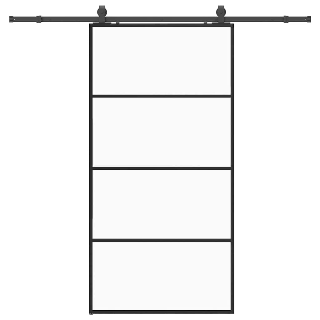 fekete ESG üveg tolóajtó fémszerelvény-szettel 102,5x205 cm