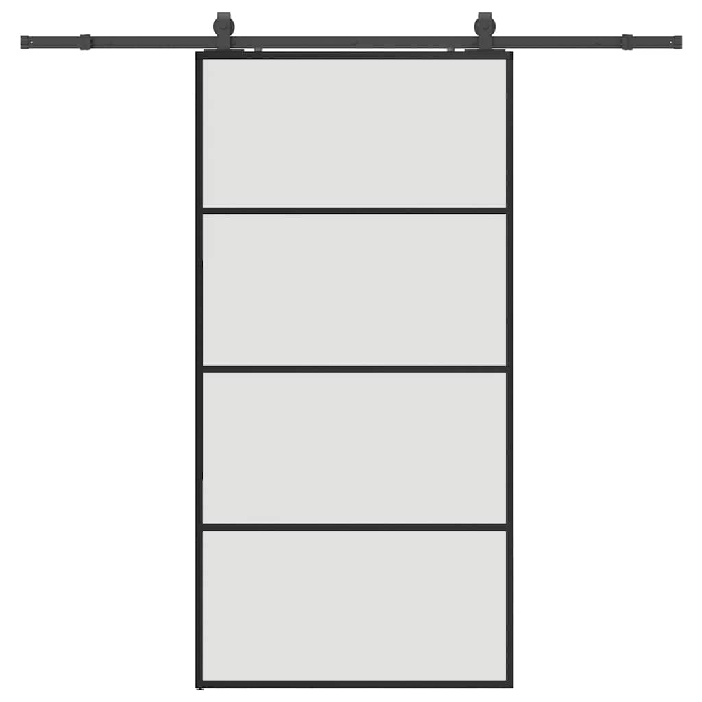 fekete ESG üveg tolóajtó fémszerelvény-szettel 102,5x205 cm