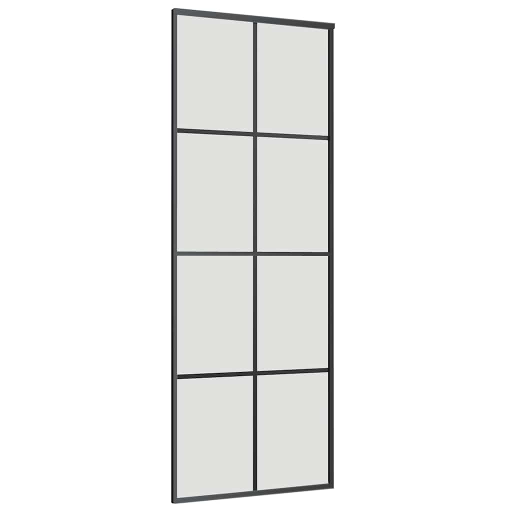 fekete ESG üveg tolóajtó fémszerelvény-szettel 76x205 cm