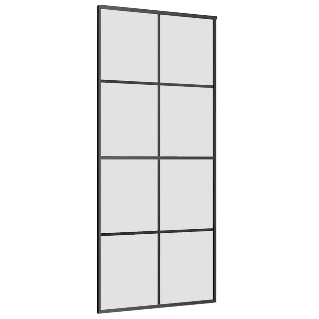 fekete ESG üveg tolóajtó fémszerelvény-szettel 90x205 cm