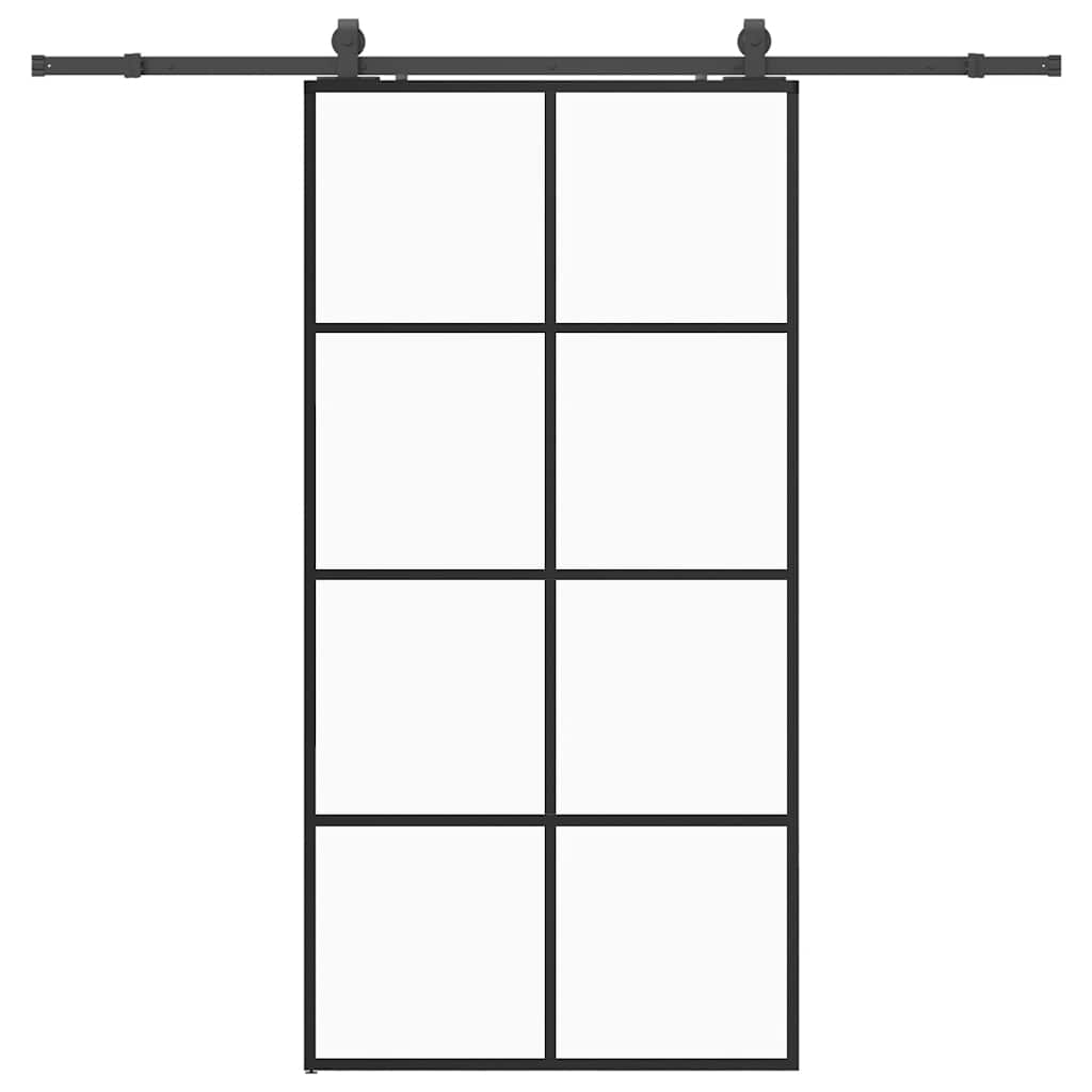 fekete ESG üveg tolóajtó fémszerelvény-szettel 102,5x205 cm
