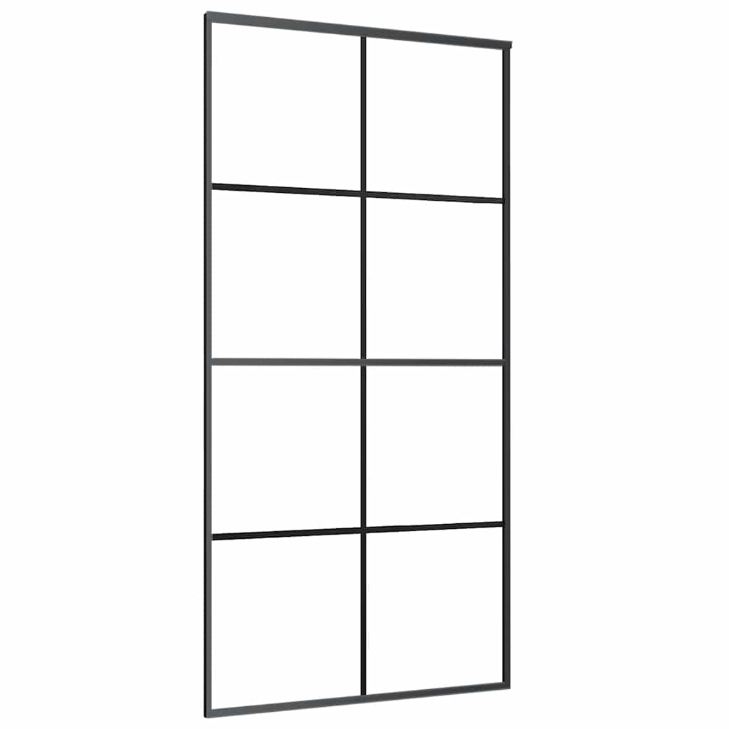 fekete ESG üveg tolóajtó fémszerelvény-szettel 102,5x205 cm