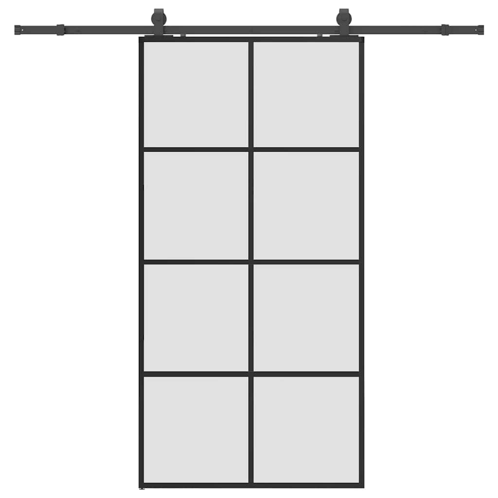 fekete ESG üveg tolóajtó fémszerelvény-szettel 102,5x205 cm