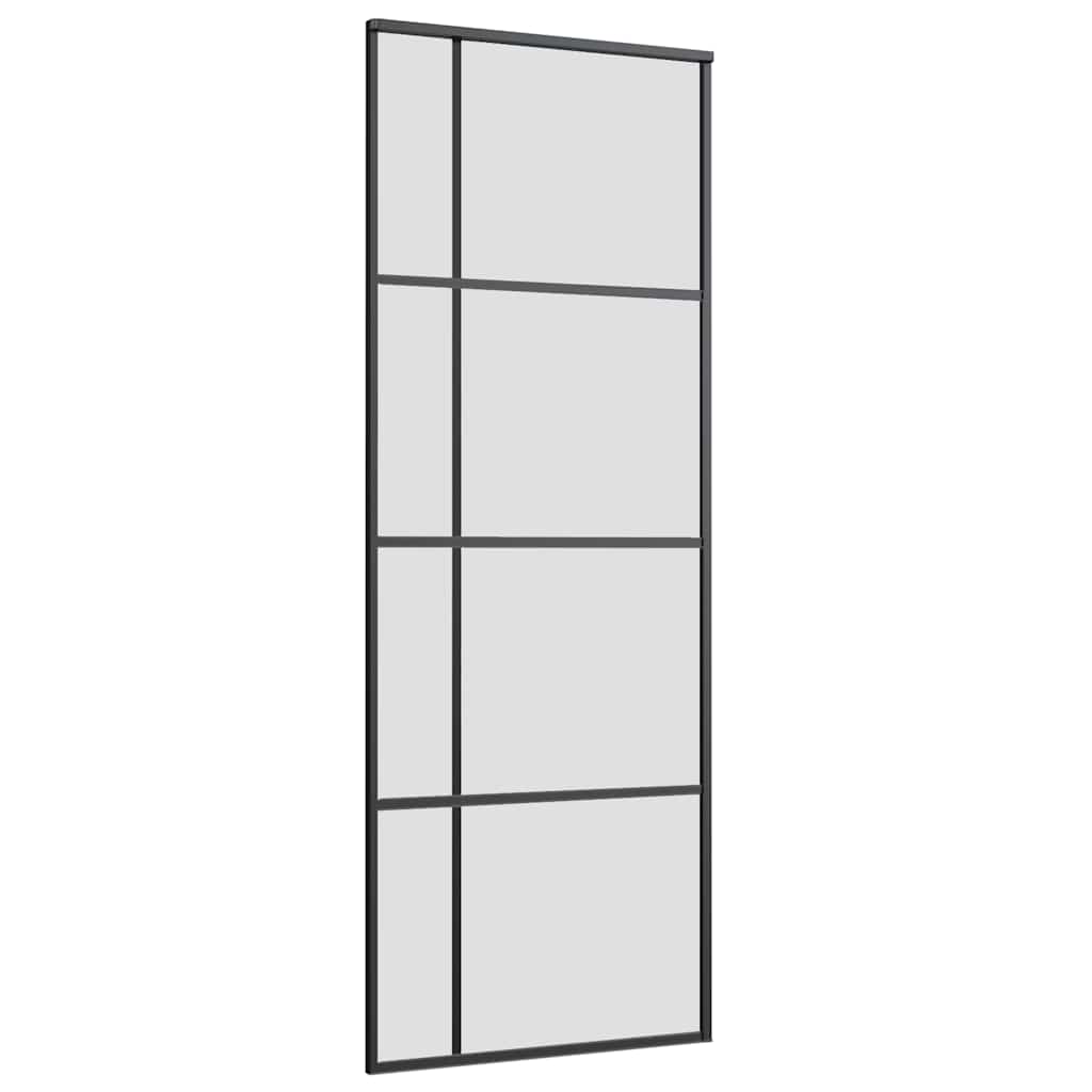 fekete ESG üveg tolóajtó fémszerelvény-szettel 76x205 cm
