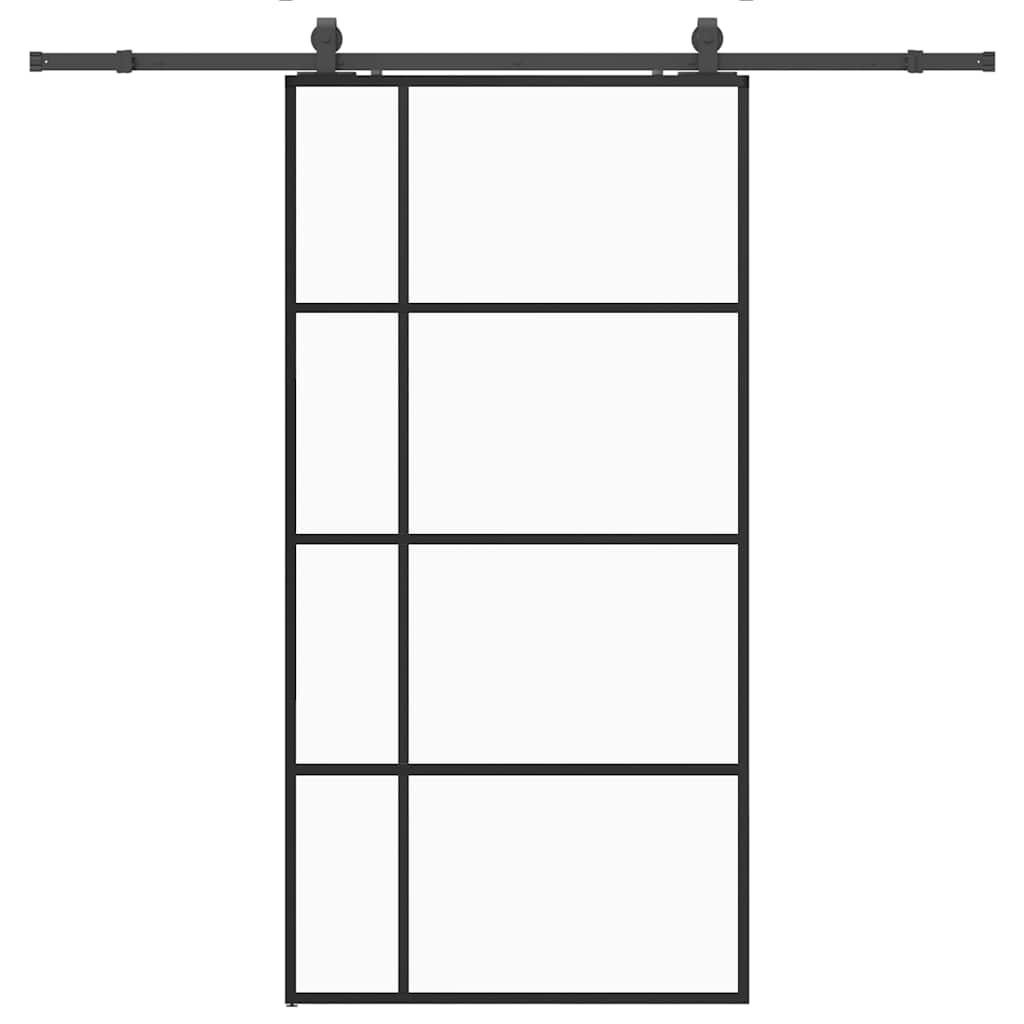 fekete ESG üveg tolóajtó fémszerelvény-szettel 102,5x205 cm