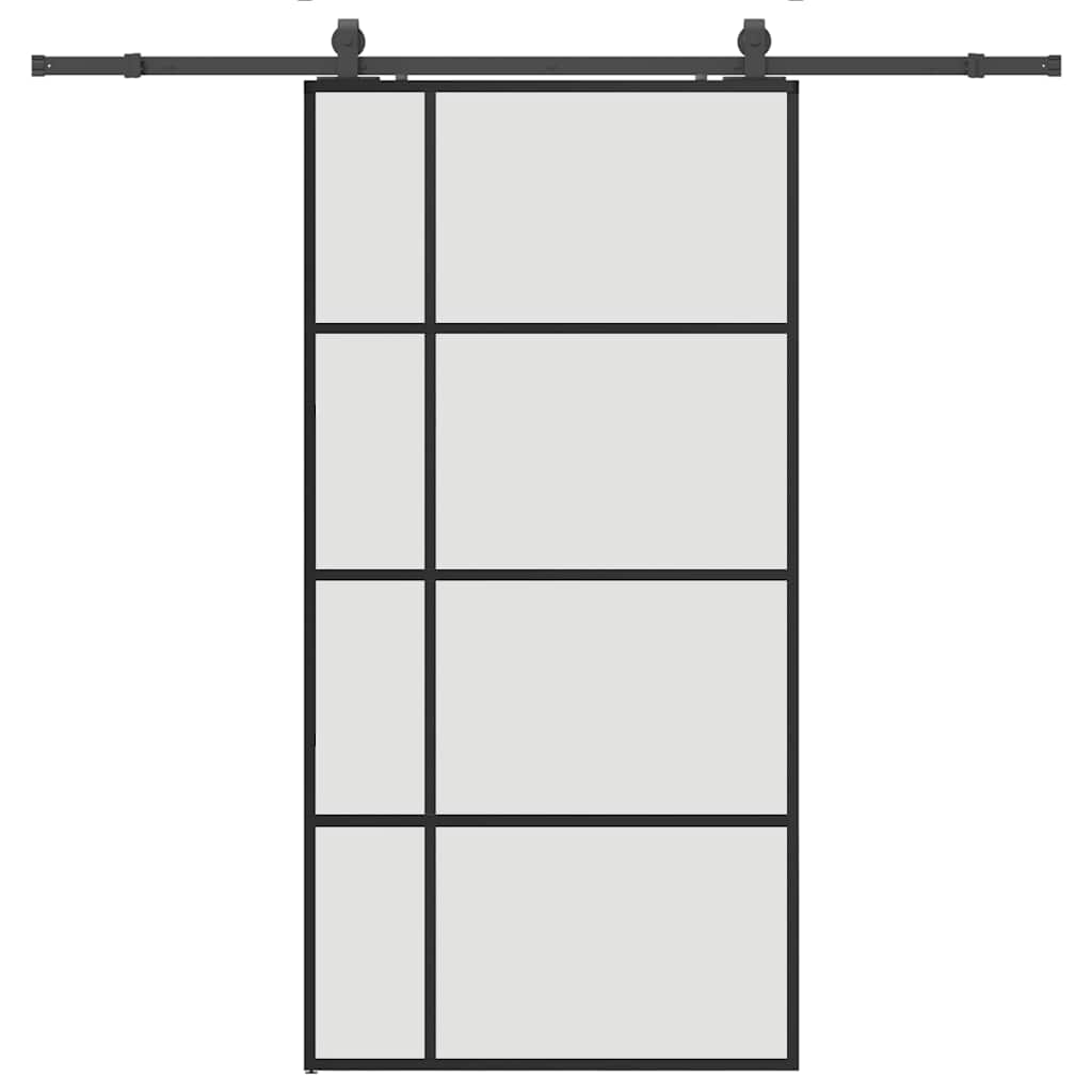 fekete ESG üveg tolóajtó fémszerelvény-szettel 102,5x205 cm