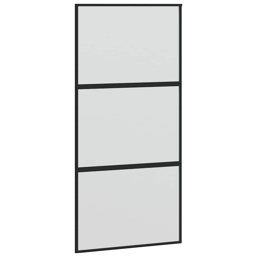 fekete edzett üveg tolóajtó fémszerelék szettel 102,5x205 cm