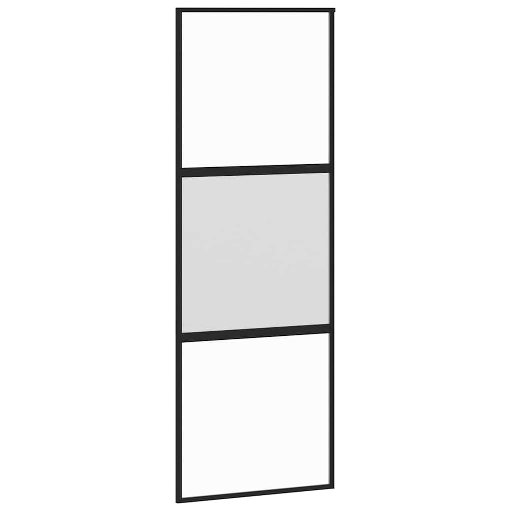 fekete edzett üveg tolóajtó fémszerelék szettel 76x205 cm