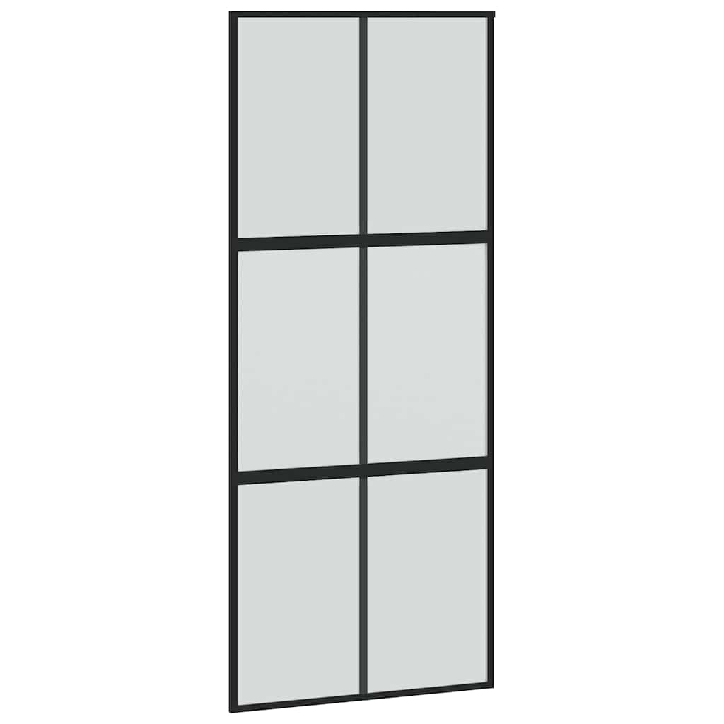 fekete edzett üveg tolóajtó fémszerelék szettel 90x205 cm