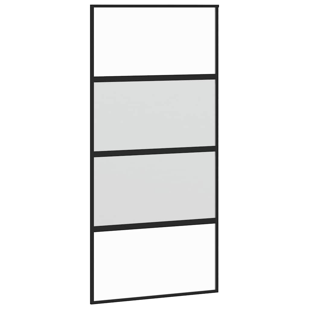 fekete edzett üveg tolóajtó fémszerelék szettel 102,5x205 cm