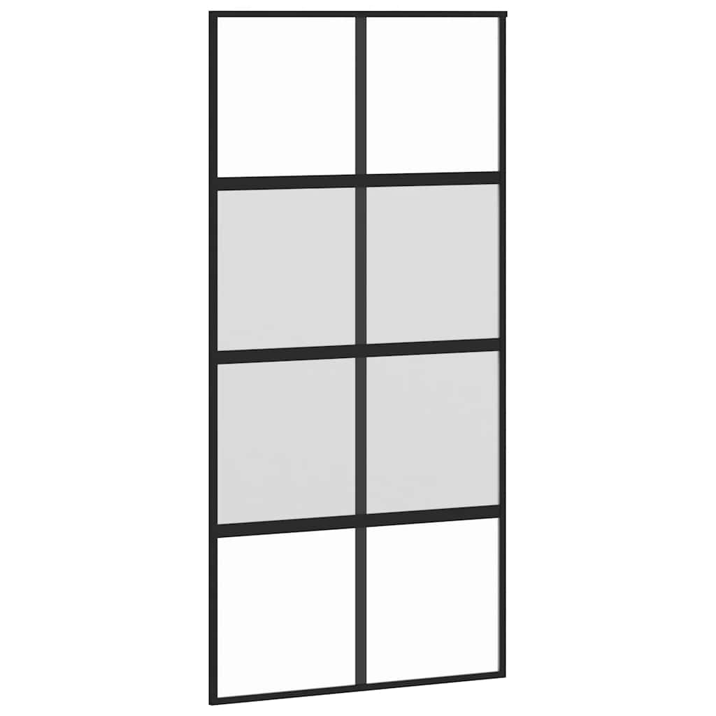 fekete edzett üveg tolóajtó fémszerelék szettel 102,5x205 cm