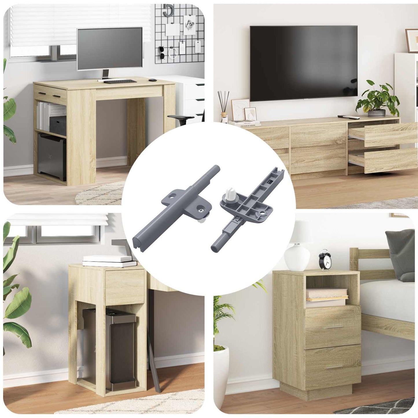 Lágy záródású lengéscsillapító 2 pcs Szürke 125 x 47 x 15 mm PP