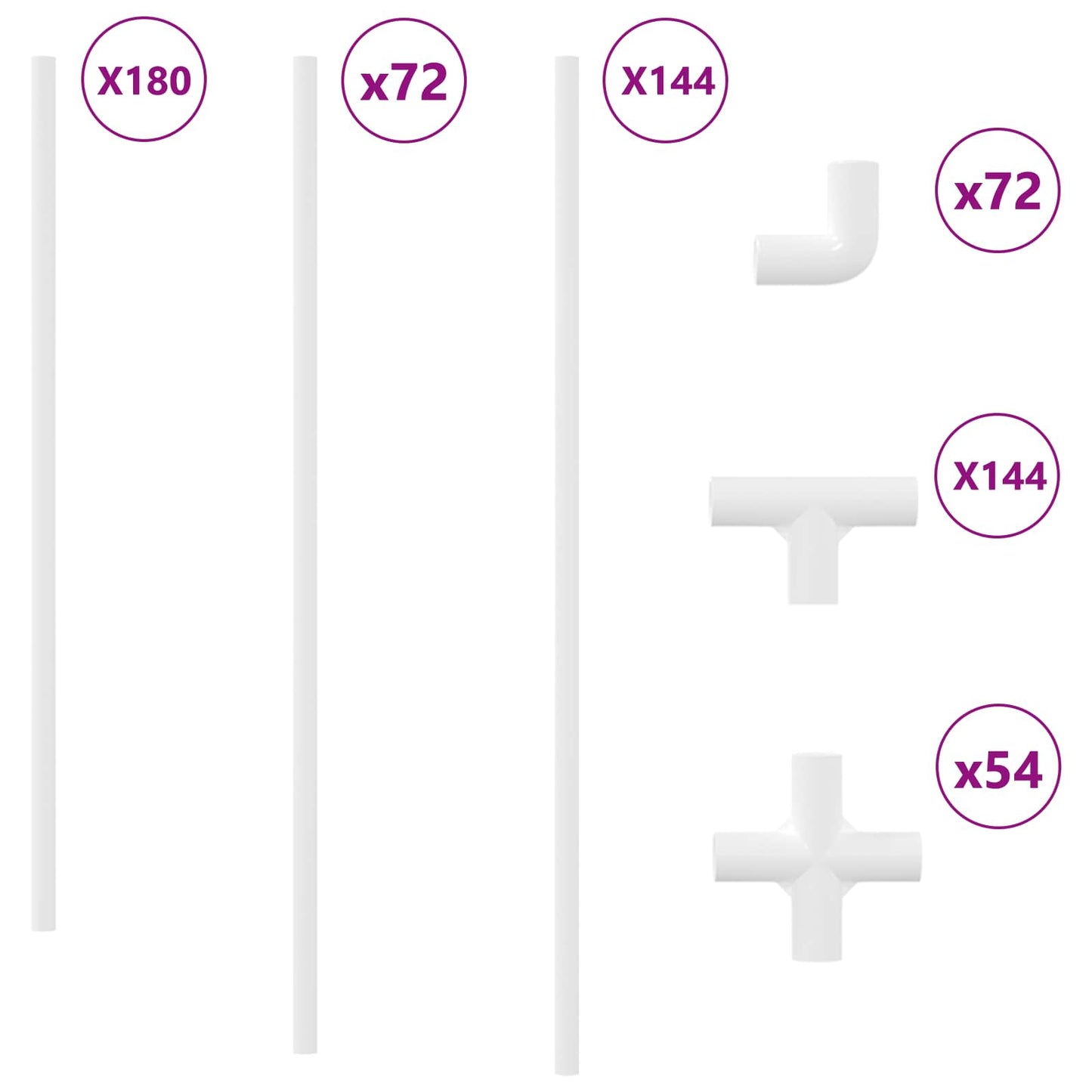 PVC Cső 29 pcs Fehér PP és PE