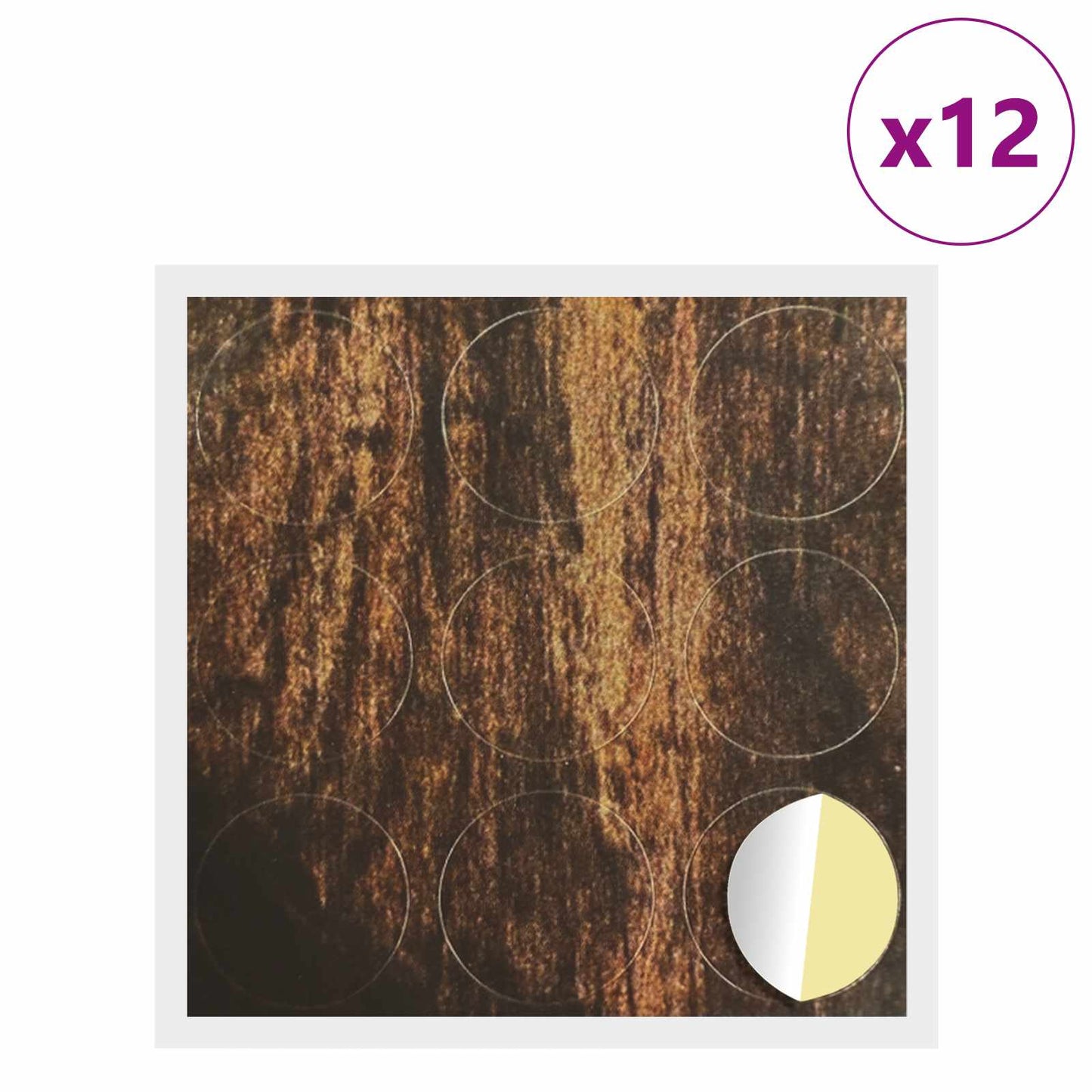 Öntapadó csavar borító 12 pcs Öreg fa Ø 20 x 0,5 mm