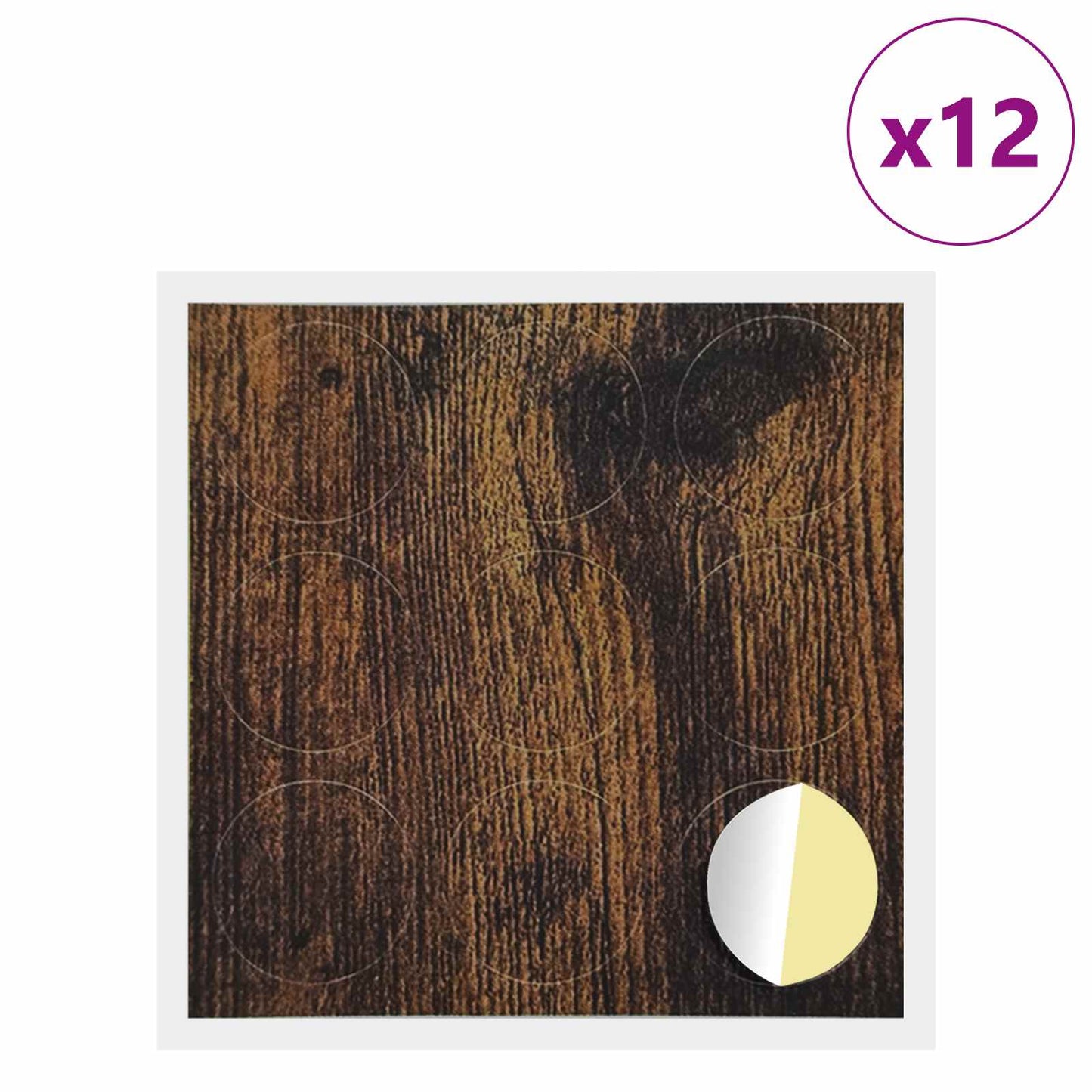 Öntapadó csavar borító 12 pcs Füstölt tölgy Ø 20 x 0,5 mm