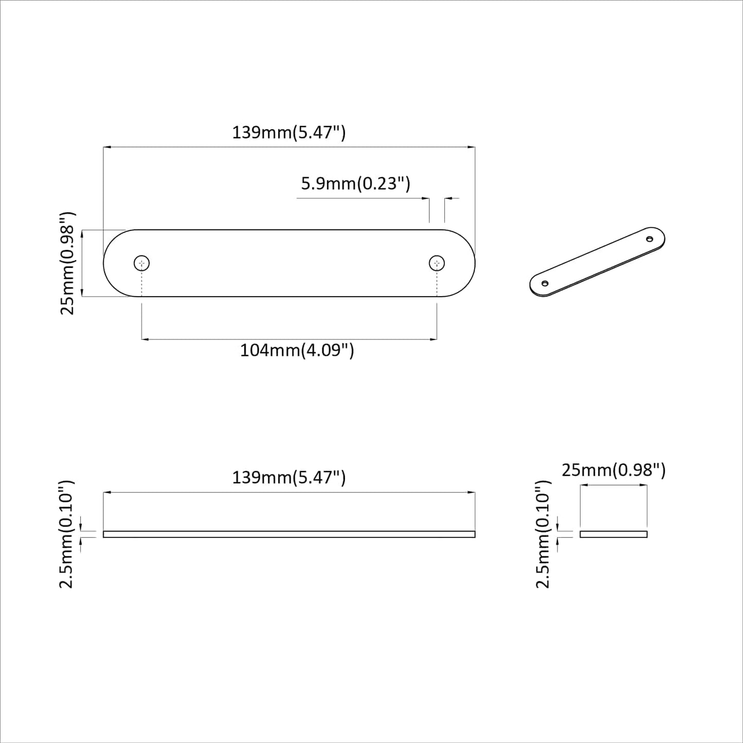 Szekrény Fogantyúk 2 pcs Barna 140 x 25 x 2,3 mm PU