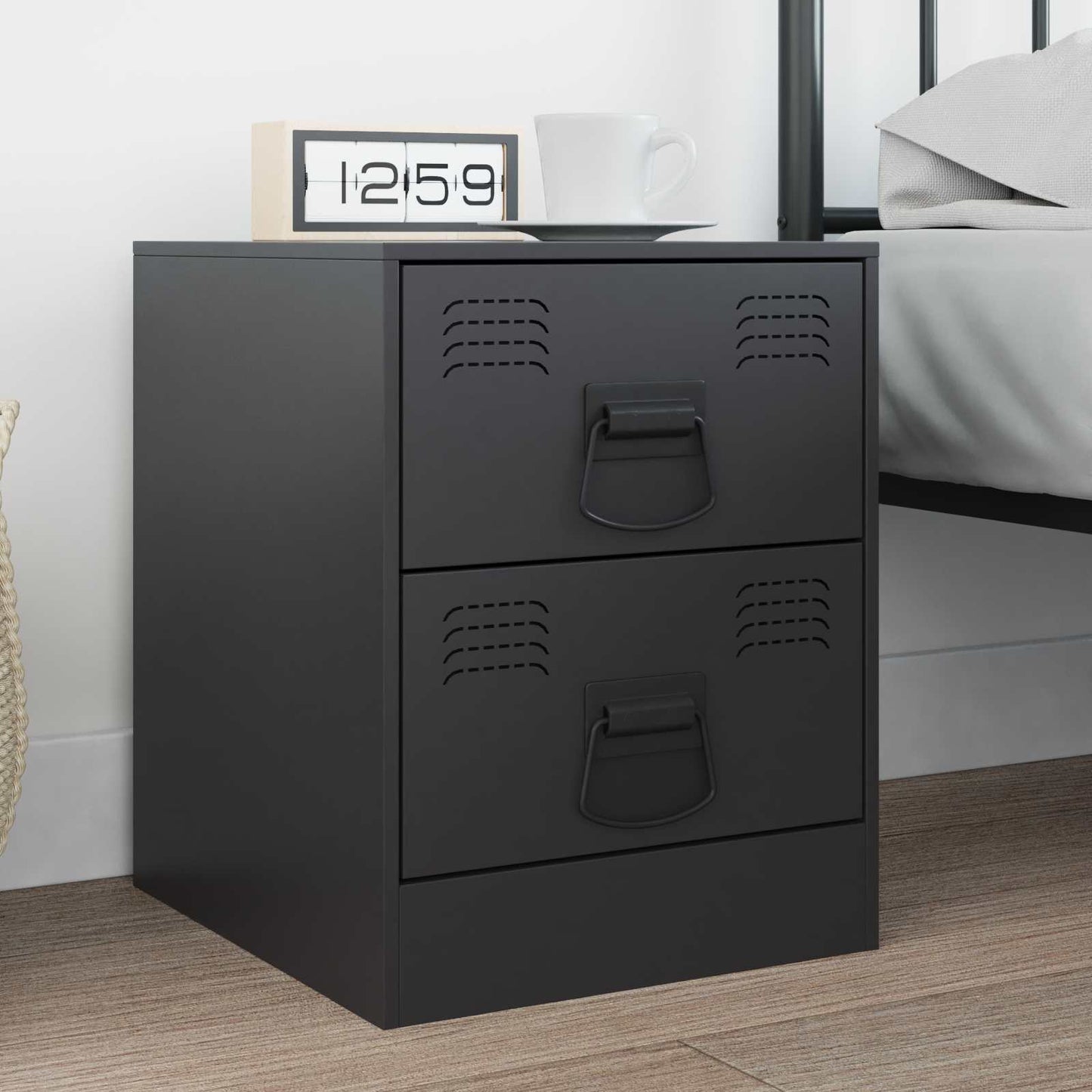 Szekrény Fogantyúk 2 pcs Fekete 85 x 45 mm Fém