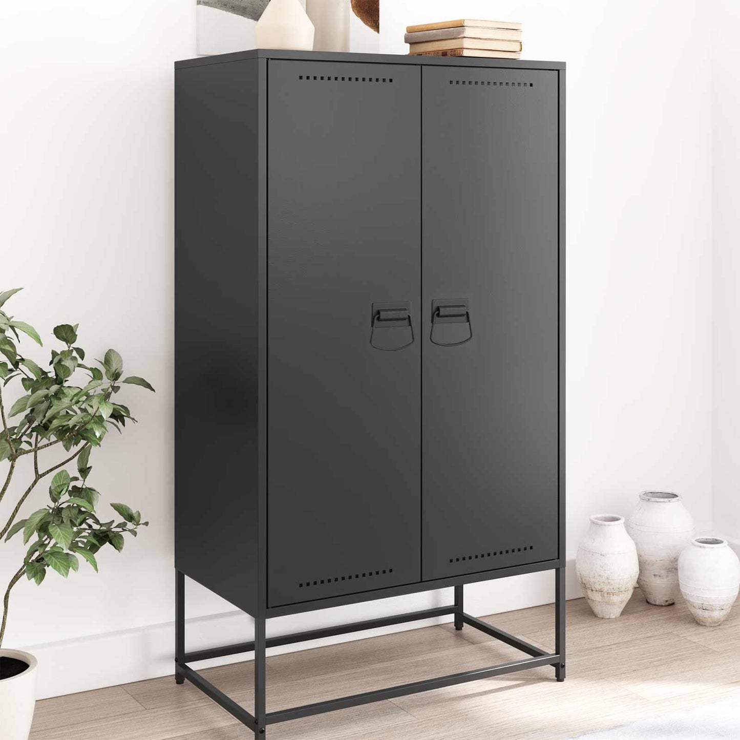 Szekrény Fogantyúk 2 pcs Fekete 85 x 45 mm Fém