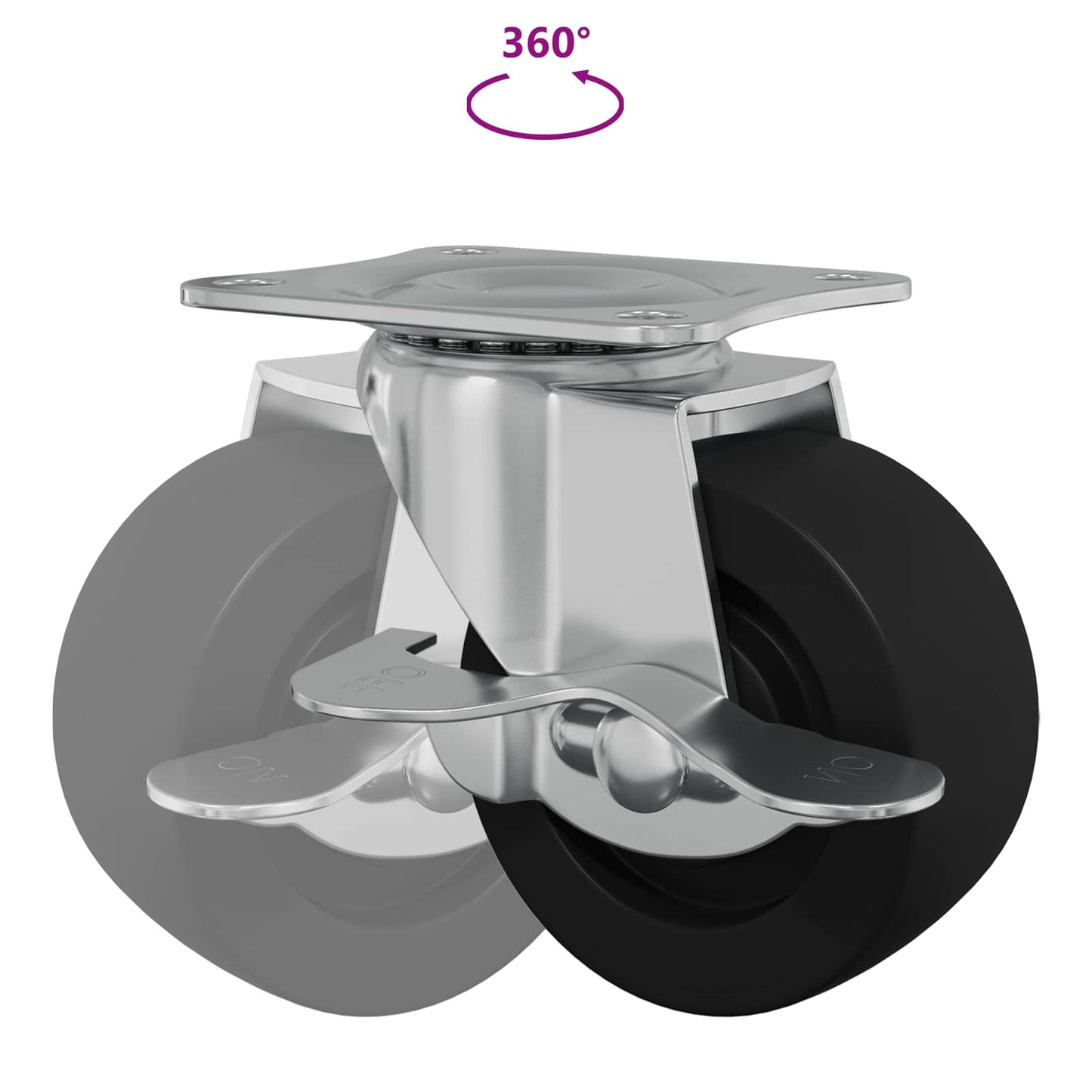 Kerekek 2 pcs Fekete és ezüst 50,7 x 50,7 x 24,4 mm