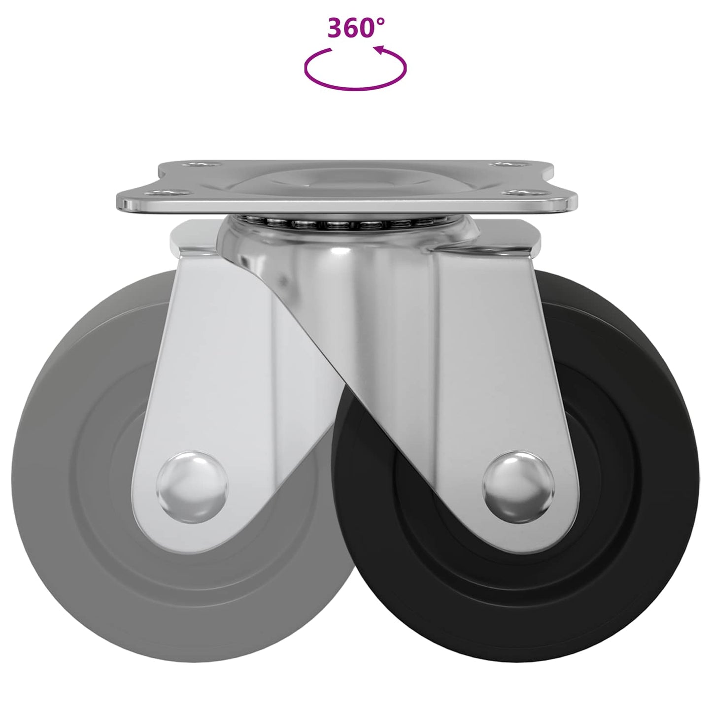 Forgó kerék 2 pcs Ezüst 60 x 60 x 50 mm Vas és nylon