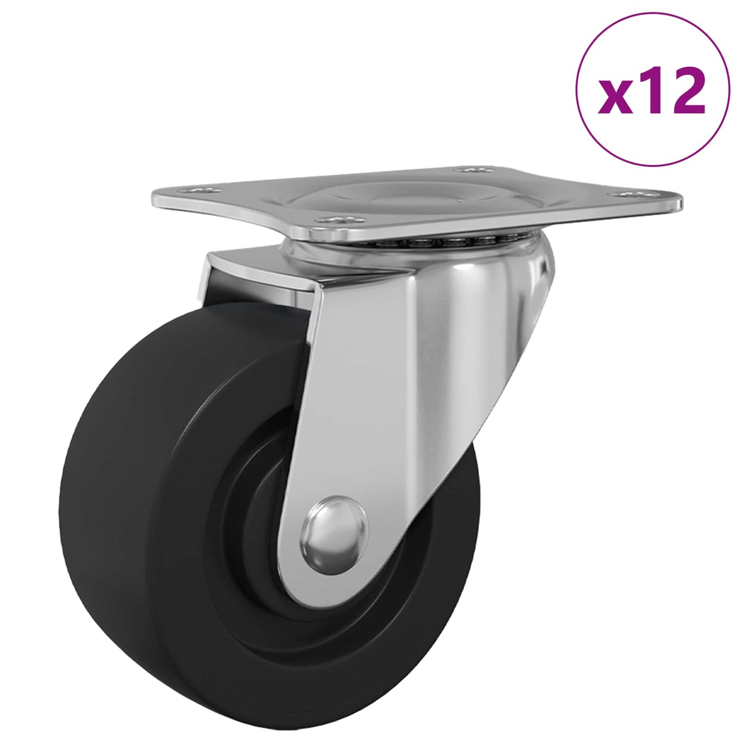 Forgó kerék 12 pcs Ezüst 60 x 60 x 50 mm Vas és nylon