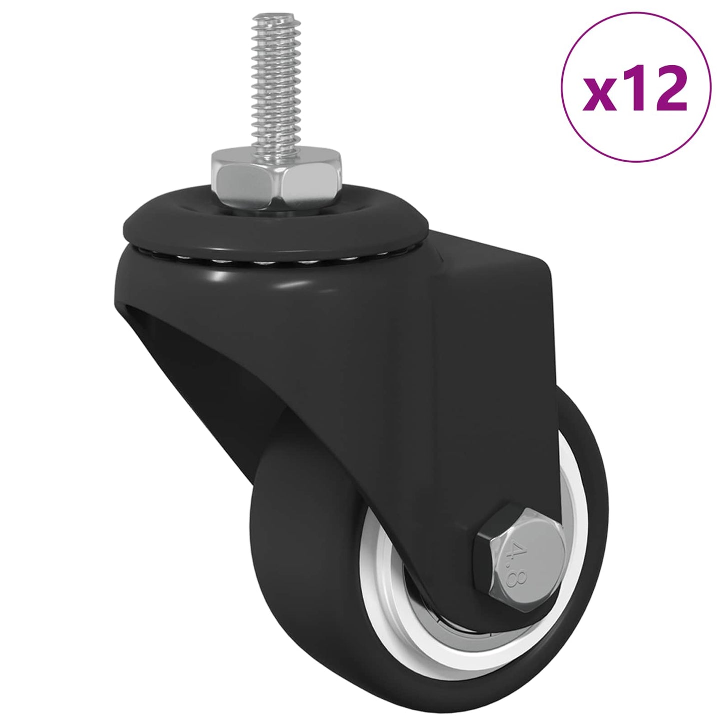 Forgó kerék 12 db Fekete 40,4 x 40,4 x 19,7 mm Vas és nylon