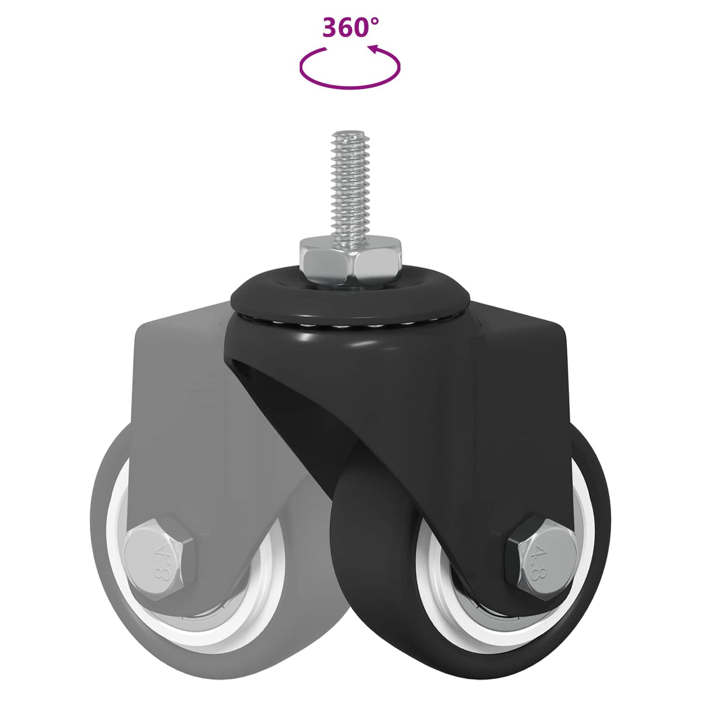Forgó kerék 12 db Fekete 40,4 x 40,4 x 19,7 mm Vas és nylon