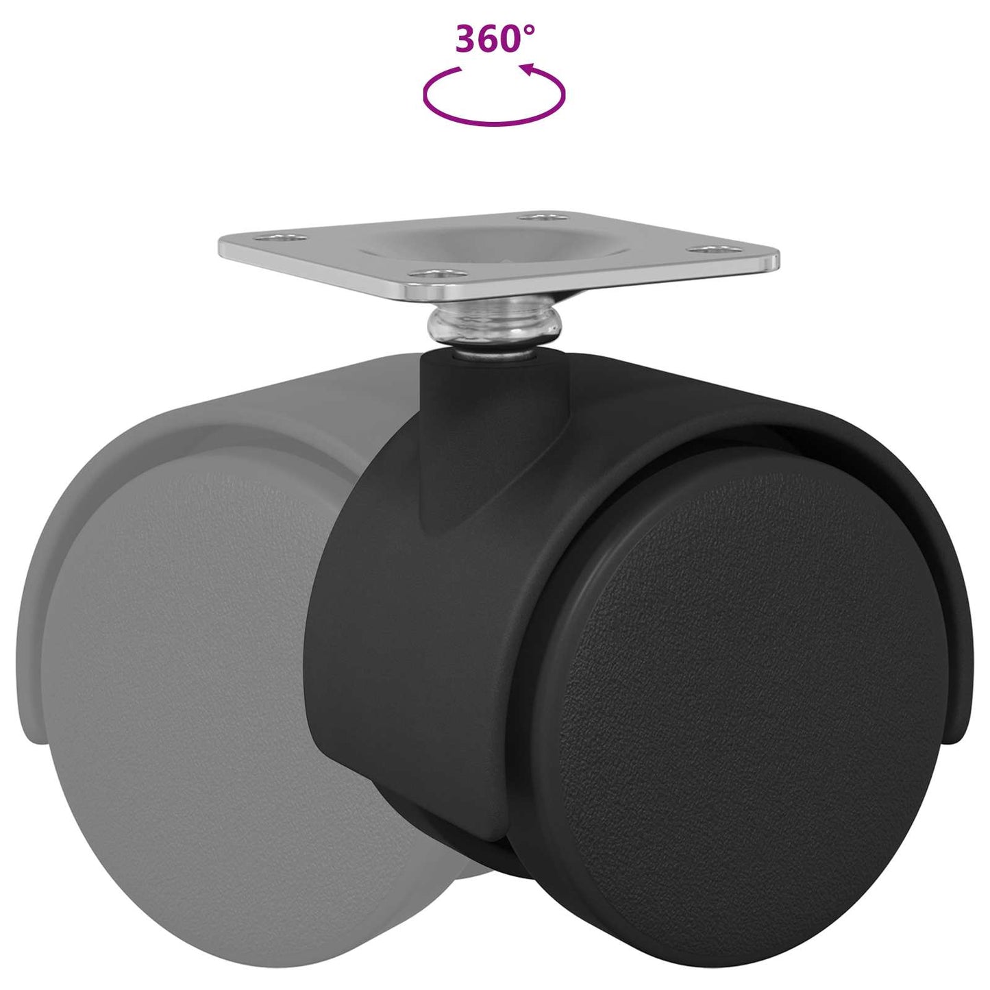 Forgó kerék 2 pcs Fekete 39,5 x 39,5 x 37,8 mm Vas és PP
