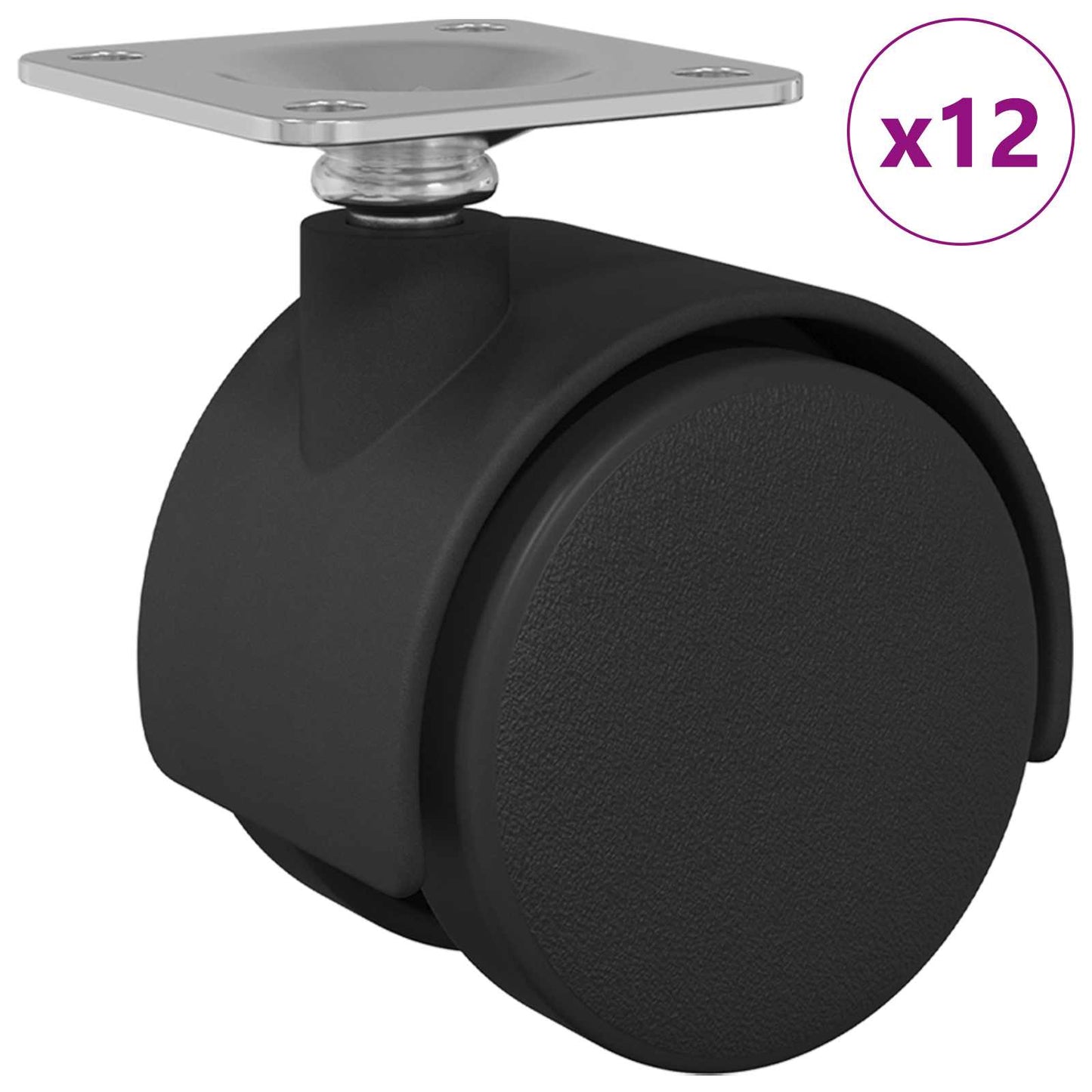 Forgó kerék 12 pcs Fekete 39,5 x 39,5 x 37,8 mm Vas és PP