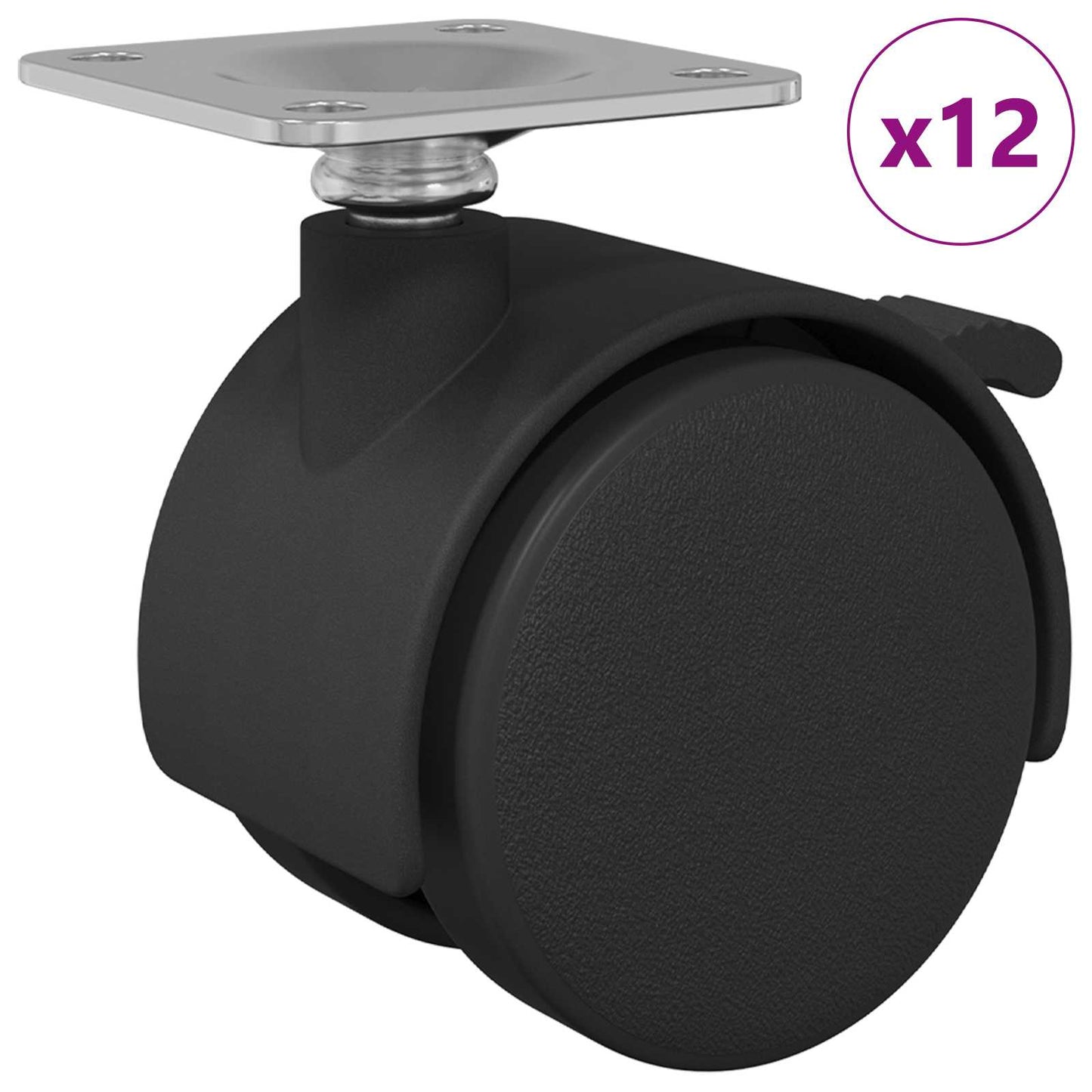 Kerekek 12 pcs Fekete 39,5 x 39,5 x 37,8 mm Vas és Polipropilén