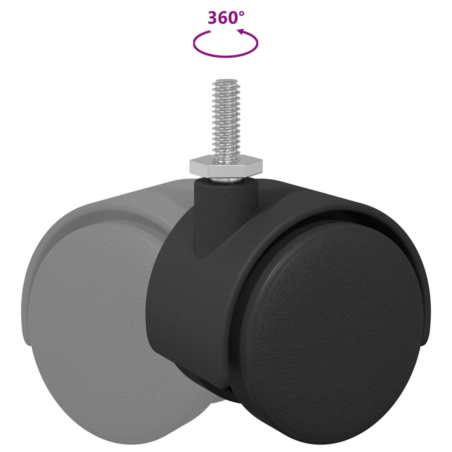 Kerekek 2 pcs Fekete és Ezüst 40,1 x 40,1 x 37,8 mm Vas és PP